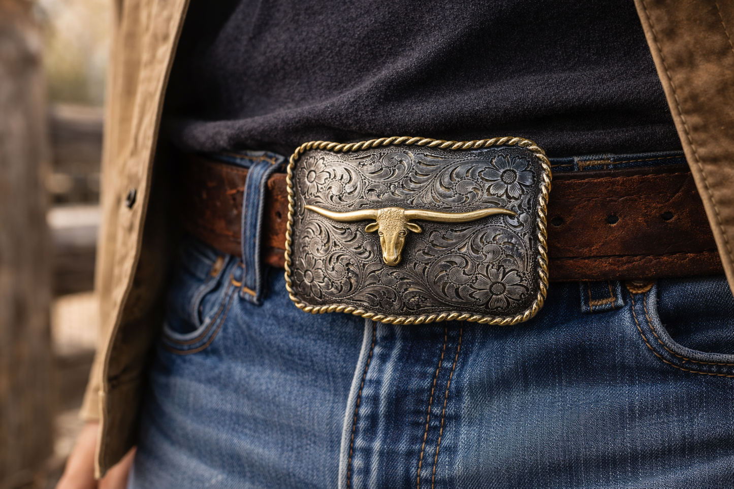 Two Tone Longhorn Buckle