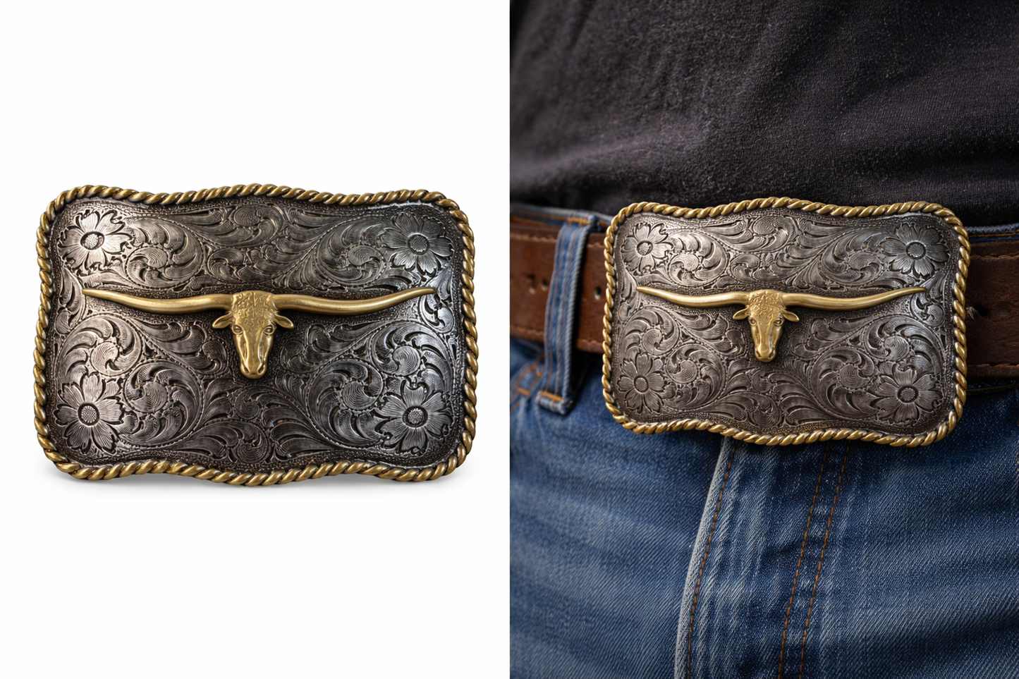 Two Tone Longhorn Buckle