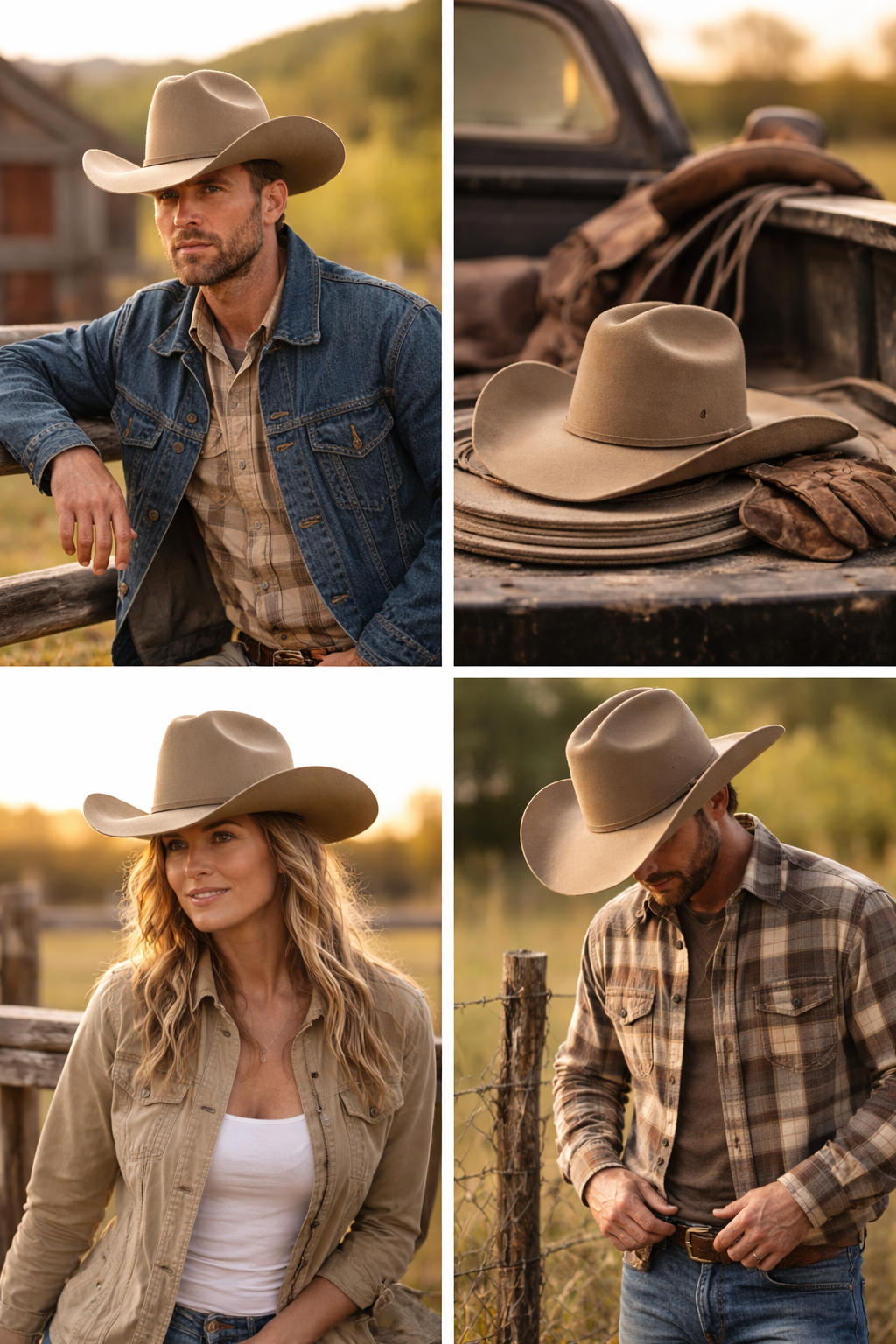 Tan Wool Felt Cowboy Hat